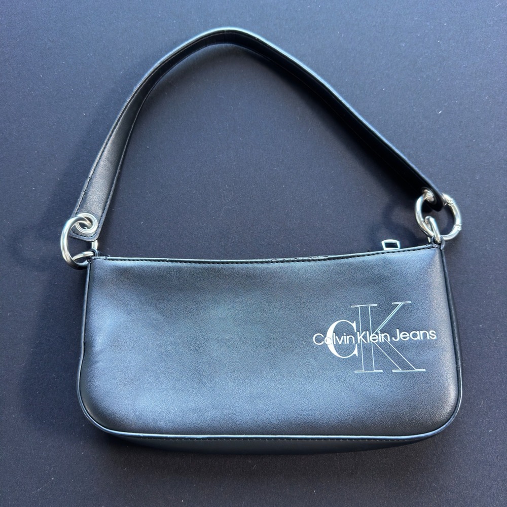 Calvin Klein Jeans CK Logo‎ Baguette Shoulder Bag Black Y2K Minimalist